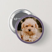 Badge Rond 5 Cm Moderne Simple Jouer Élégant Chic Paw Pet Photo (Devant & derrière)