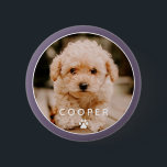 Badge Rond 5 Cm Moderne Simple Jouer Élégant Chic Paw Pet Photo<br><div class="desc">Ce design simple et classique est composé de typographie sans serif et d'ajouter une photo personnalisée de votre animal de compagnie.</div>