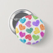 Badge Rond 5 Cm Moderne Vibrant Rainbow Doodle Hearts mignon Motif (Devant & derrière)
