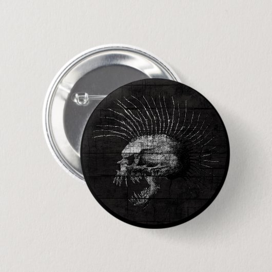 Badge Rond 5 Cm Mohawk de crâne (Devant & derrière)