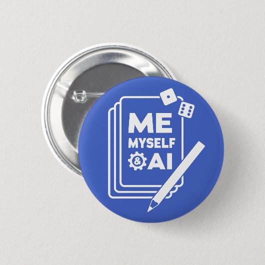 Badge Rond 5 Cm Moi, moi et moi, IA, Pinceau d'art blanc (Devant & derrière)