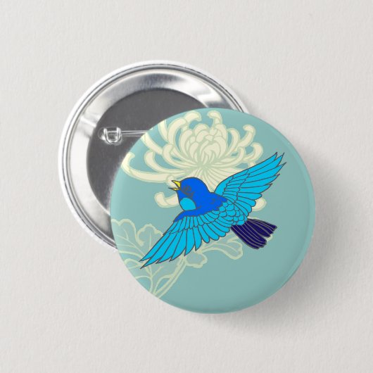 Badge Rond 5 Cm Moineau bleu (Devant & derrière)