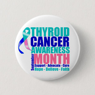 Badge Rond 5 Cm Mois de conscience de cancer de la thyroïde de