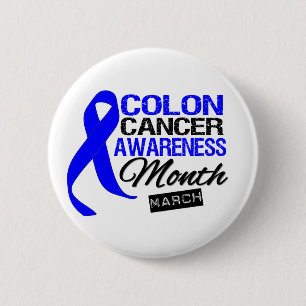 Badge Rond 5 Cm Mois de conscience de cancer du colon de ruban