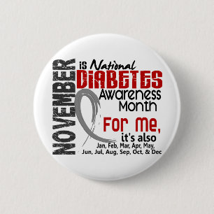 Badge Rond 5 Cm Mois de conscience de diabète tous les mois pour