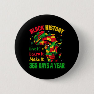 Badge Rond 5 Cm Mois de l'histoire des Noirs, vivez-le, apprenez-l