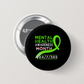 Badge Rond 5 Cm Mois De Mai De Sensibilisation À La Santé Mentale  (Devant & derrière)