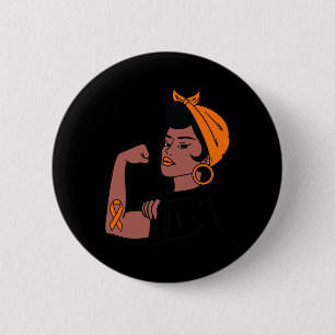 Badge Rond 5 Cm Mois de sensibilisation à la leucémie Orange Ribbo