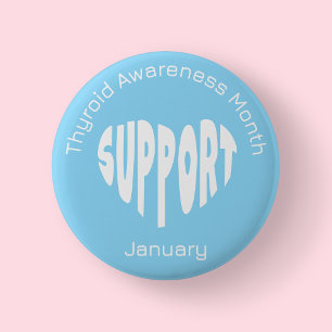 Badge Rond 5 Cm Mois de sensibilisation à la thyroïde bleu clair