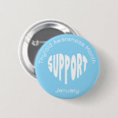Badge Rond 5 Cm Mois de sensibilisation à la thyroïde bleu clair (Devant & derrière)