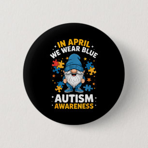 Badge Rond 5 Cm Mois de sensibilisation à l'autisme gnome mignon a