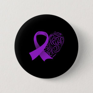 Badge Rond 5 Cm Mois de sensibilisation à l'épilepsie Purple Ribbo