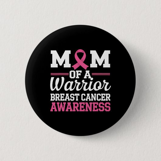 Badge Rond 5 Cm Mois De Sensibilisation Au Cancer Du Sein Mère D'U (Devant)
