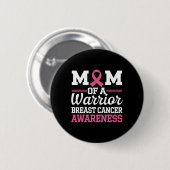 Badge Rond 5 Cm Mois De Sensibilisation Au Cancer Du Sein Mère D'U (Devant & derrière)