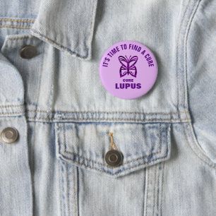 Badge Rond 5 Cm Mois de sensibilisation au lupus / Papillon pourpr