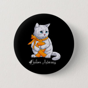 Badge Rond 5 Cm Mois de sensibilisation Chat au ruban orange
