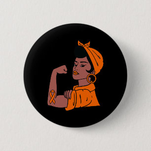 Badge Rond 5 Cm Mois de sensibilisation Orange Ribbon Warriors Cad