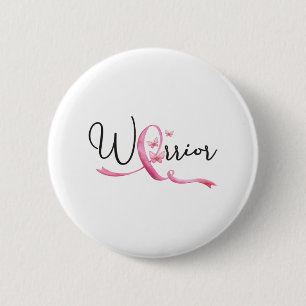 Badge Rond 5 Cm Mois du cancer du sein guerrier Papillons rose Rib