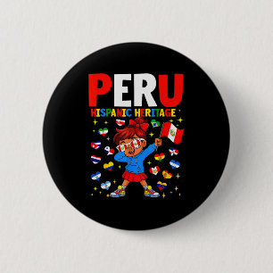 Badge Rond 5 Cm Mois du patrimoine hispanique Drapeau du Pérou Fil
