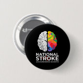 Badge Rond 5 Cm Mois national de sensibilisation à l'AVC soutien (Devant & derrière)