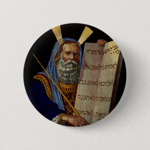 Badge Rond 5 Cm Moïse et les Tables de la Loi Art
