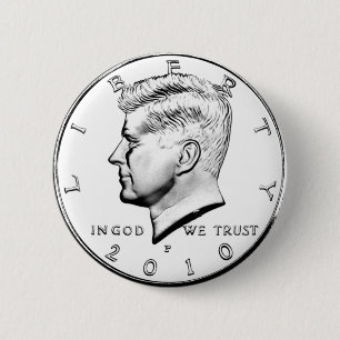 BADGE ROND 5 CM MOITIÉ DE DOLLAR KENNETÉ