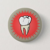 Badge Rond 5 Cm Molaire fraîchement extraite sur un starburst (Devant)