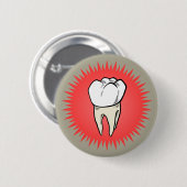 Badge Rond 5 Cm Molaire fraîchement extraite sur un starburst (Devant & derrière)