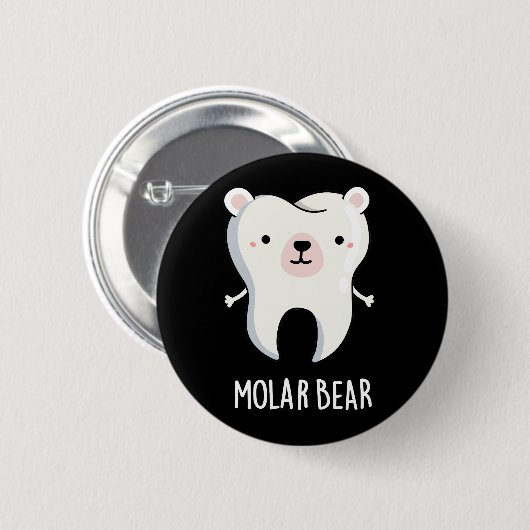 Badge Rond 5 Cm Molar Bear Funny Dot Pun Dark BG (Devant & derrière)