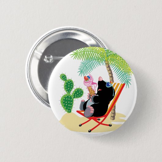 Badge Rond 5 Cm mole sur la plage (Devant & derrière)