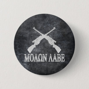 Badge Rond 5 Cm Molon Labe croisé fusille les 2èmes droites d'ar