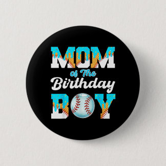 Badge Rond 5 Cm Mom of The Birthday Boy Baseball Ice Cream Drip