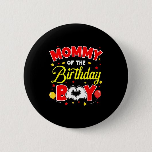 Badge Rond 5 Cm Mommy Of The Birthday Boy Matching Mom Son Family (Devant)