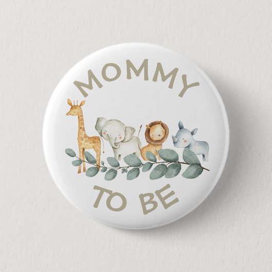 Badge Rond 5 Cm Mommy to be Baby shower Button Wild One Zoo thème (Devant)