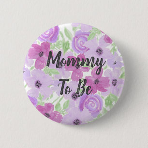 Badge Rond 5 Cm Mommy to Be Watercolor Baby shower Floral