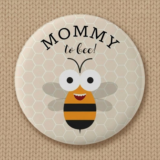 Badge Rond 5 Cm Mommy to Bee, Baby Shower Honey Bee Button