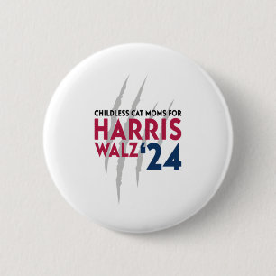 Badge Rond 5 Cm Moms de chats sans enfant pour Harris Walz ‘24