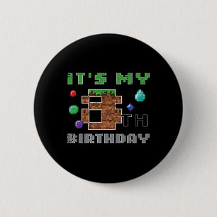 Badge Rond 5 Cm Mon 8e anniversaire Pixel 8 Gamer Vidéo Jeux Garço