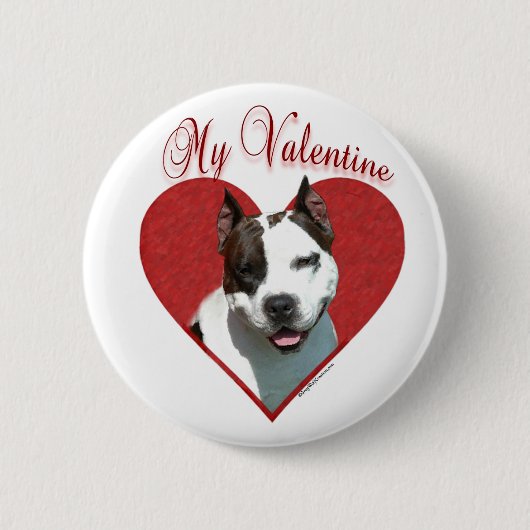 Badge Rond 5 Cm Mon AmStaff Valentine (Devant)