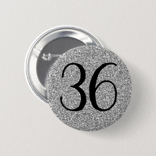 Badge Rond 5 Cm Mon Anniversaire Parties scintillant Argent Classi (Devant & derrière)