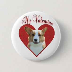 Badge Rond 5 Cm Mon Cardigan Welsh Corgi Valentine