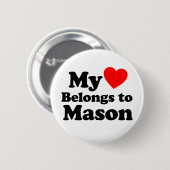 Badge Rond 5 Cm Mon coeur appartient à Mason (Devant & derrière)