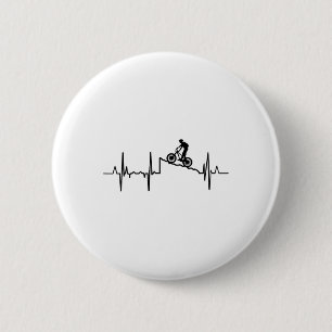 Badge Rond 5 Cm Mon cœur bat pour le vélo tout terrain cycliste He