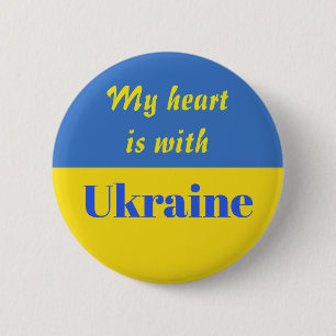 Badge Rond 5 Cm Mon coeur est avec l'Ukraine