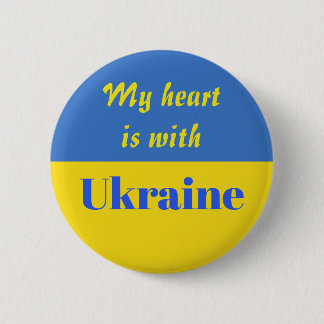 Badge Rond 5 Cm Mon coeur est avec l'Ukraine
