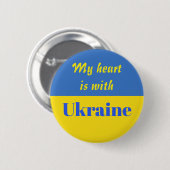 Badge Rond 5 Cm Mon coeur est avec l'Ukraine (Devant & derrière)