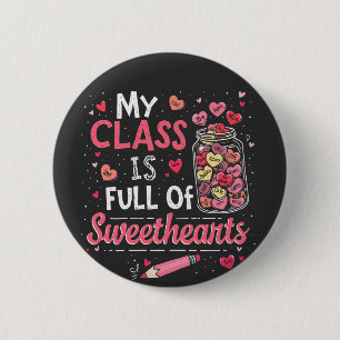 Badge Rond 5 Cm Mon cours est plein de coeur Enseignant Valentine