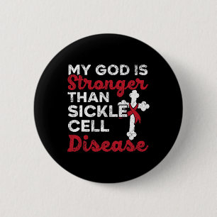 Badge Rond 5 Cm Mon Dieu est plus fort que la drépanocytose Christ