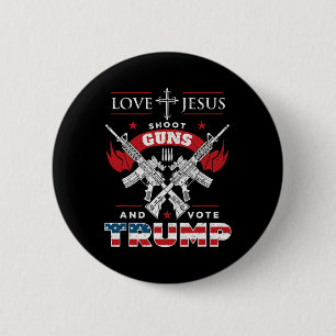 Badge Rond 5 Cm Mon Dieu. Fusillade. Et Vote du drapeau Trump 2020