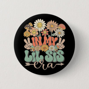 Badge Rond 5 Cm Mon époque petite sœur florale hippie groovy rétro